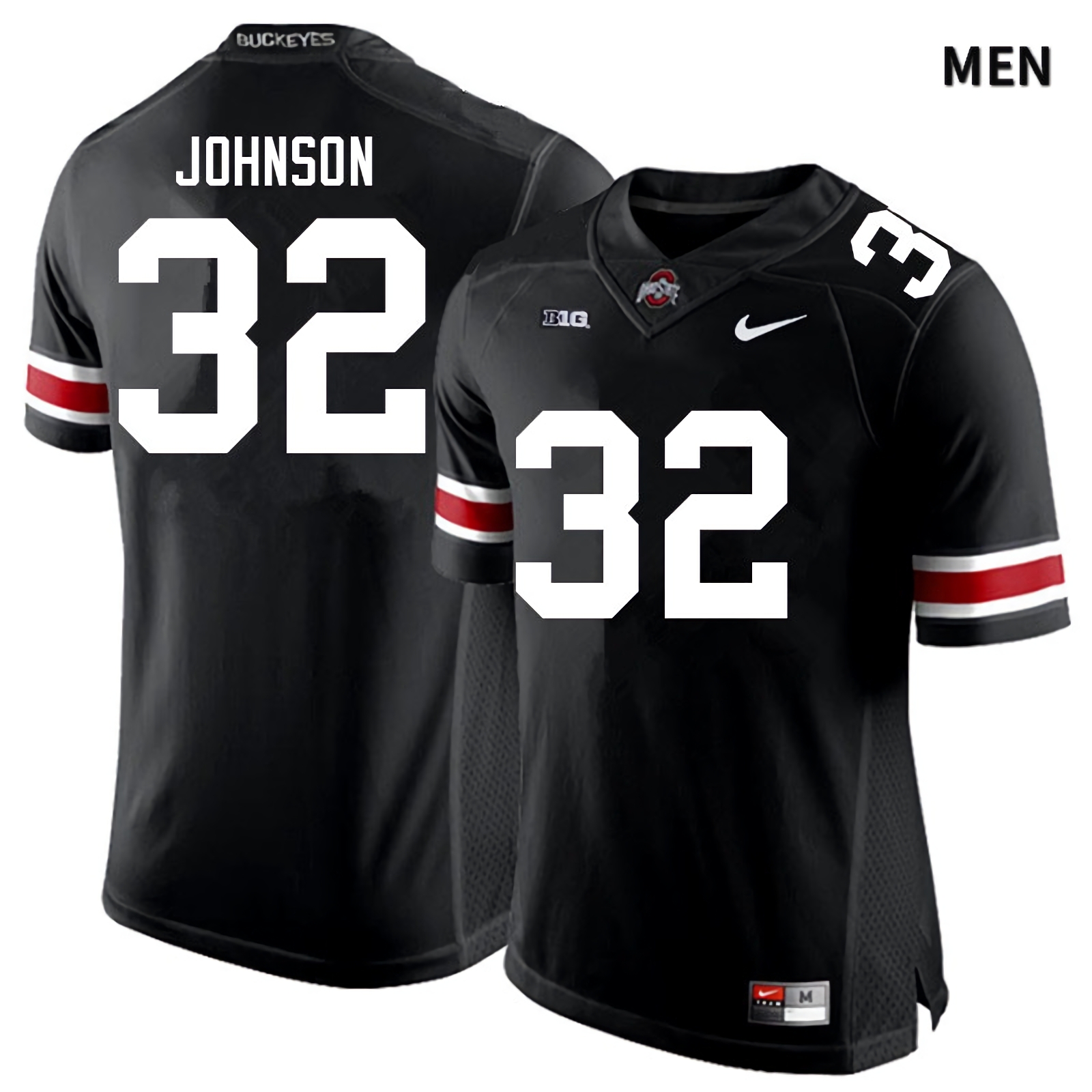 Jakailin Johnson Ohio State Buckeyes Men's NCAA #32 Black White Number College Stitched Football Jersey AZC3056VF